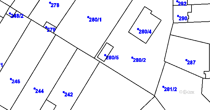 Parcela st. 280/5 v KÚ Roudnice nad Labem, Katastrální mapa