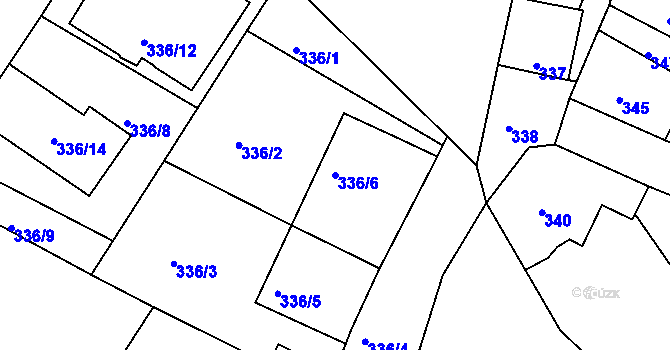 Parcela st. 336/6 v KÚ Roudnice nad Labem, Katastrální mapa
