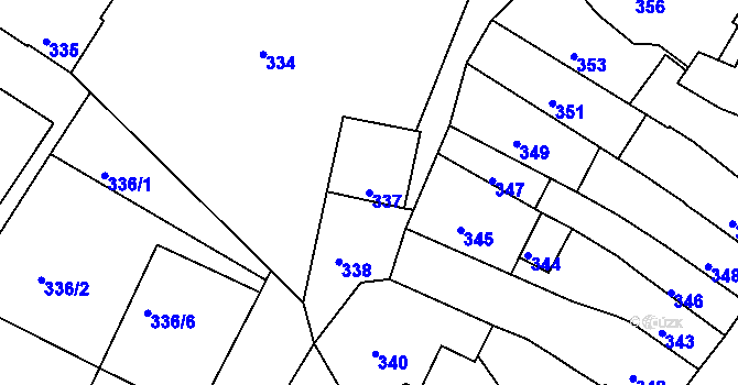 Parcela st. 337 v KÚ Roudnice nad Labem, Katastrální mapa