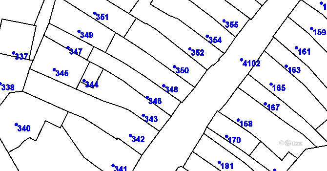 Parcela st. 348 v KÚ Roudnice nad Labem, Katastrální mapa