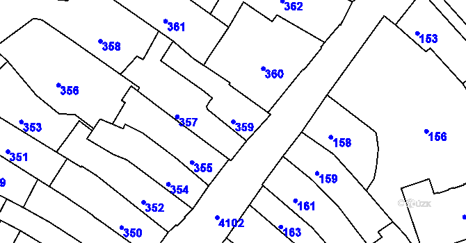 Parcela st. 359 v KÚ Roudnice nad Labem, Katastrální mapa
