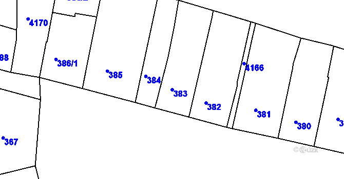 Parcela st. 383 v KÚ Roudnice nad Labem, Katastrální mapa