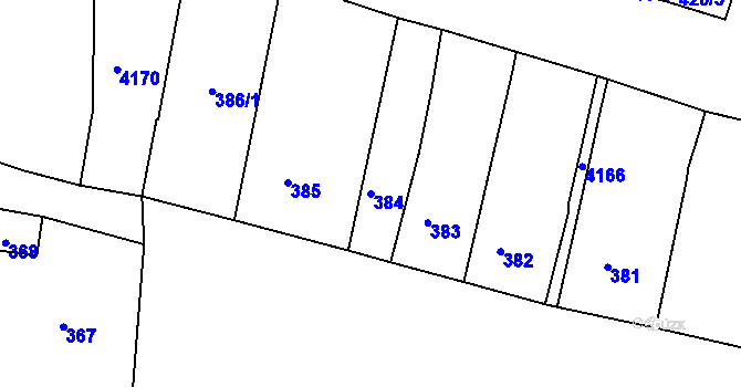 Parcela st. 384 v KÚ Roudnice nad Labem, Katastrální mapa