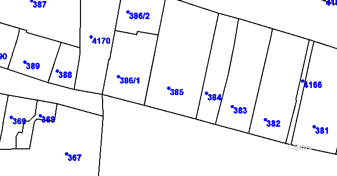 Parcela st. 385 v KÚ Roudnice nad Labem, Katastrální mapa