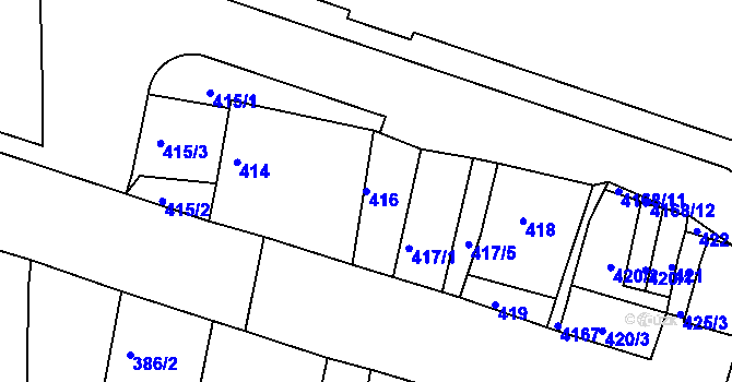 Parcela st. 416 v KÚ Roudnice nad Labem, Katastrální mapa