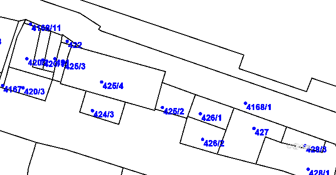 Parcela st. 425/1 v KÚ Roudnice nad Labem, Katastrální mapa