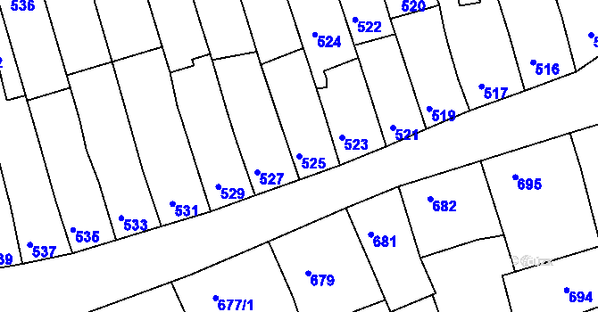 Parcela st. 525 v KÚ Roudnice nad Labem, Katastrální mapa
