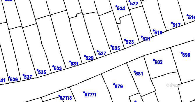 Parcela st. 527 v KÚ Roudnice nad Labem, Katastrální mapa