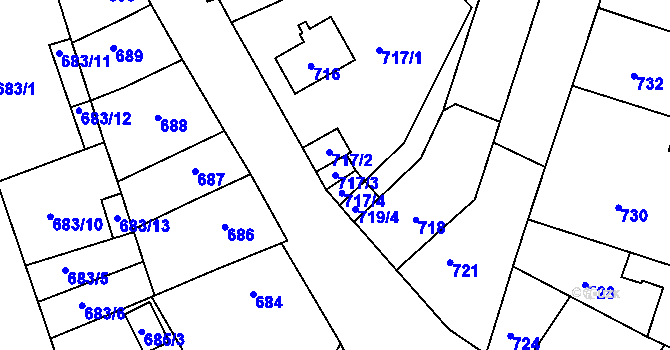 Parcela st. 717/3 v KÚ Roudnice nad Labem, Katastrální mapa