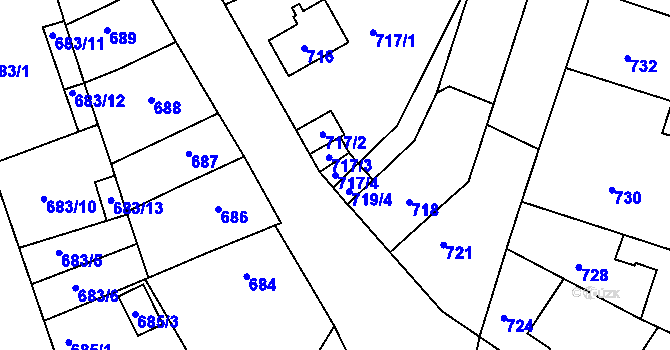 Parcela st. 717/4 v KÚ Roudnice nad Labem, Katastrální mapa