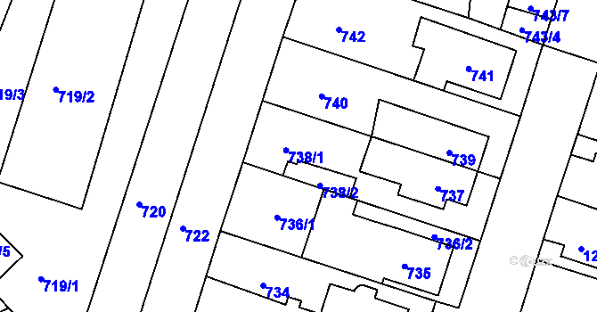 Parcela st. 738 v KÚ Roudnice nad Labem, Katastrální mapa
