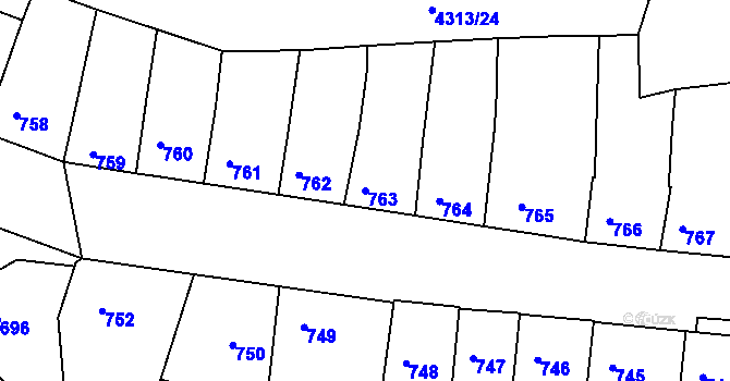Parcela st. 763 v KÚ Roudnice nad Labem, Katastrální mapa