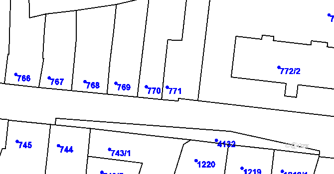Parcela st. 771 v KÚ Roudnice nad Labem, Katastrální mapa