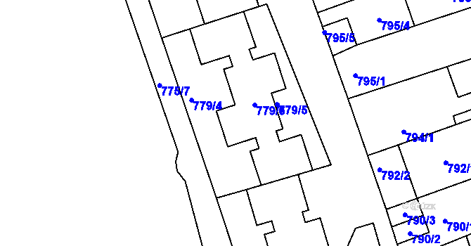 Parcela st. 779/7 v KÚ Roudnice nad Labem, Katastrální mapa