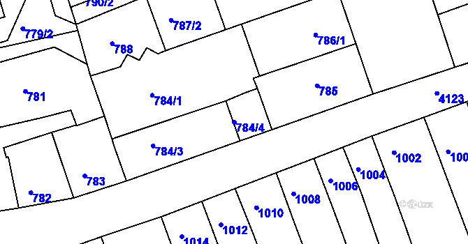 Parcela st. 784/4 v KÚ Roudnice nad Labem, Katastrální mapa
