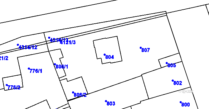 Parcela st. 804 v KÚ Roudnice nad Labem, Katastrální mapa