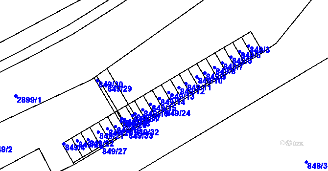 Parcela st. 849/13 v KÚ Roudnice nad Labem, Katastrální mapa
