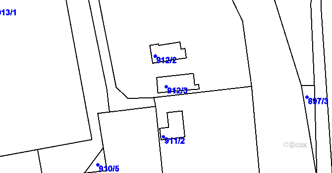 Parcela st. 912/3 v KÚ Roudnice nad Labem, Katastrální mapa