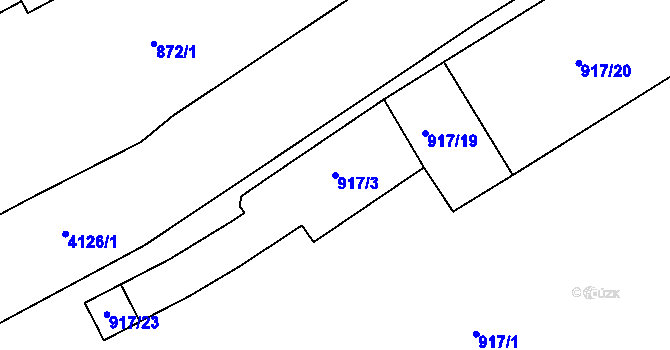 Parcela st. 917/3 v KÚ Roudnice nad Labem, Katastrální mapa
