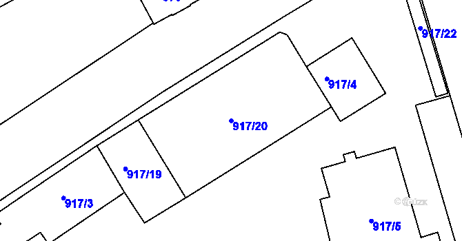 Parcela st. 917/20 v KÚ Roudnice nad Labem, Katastrální mapa