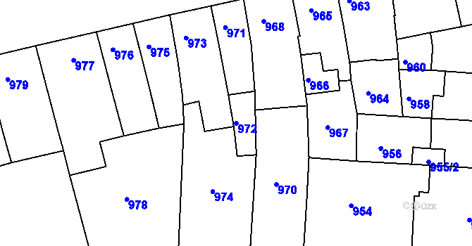 Parcela st. 972 v KÚ Roudnice nad Labem, Katastrální mapa