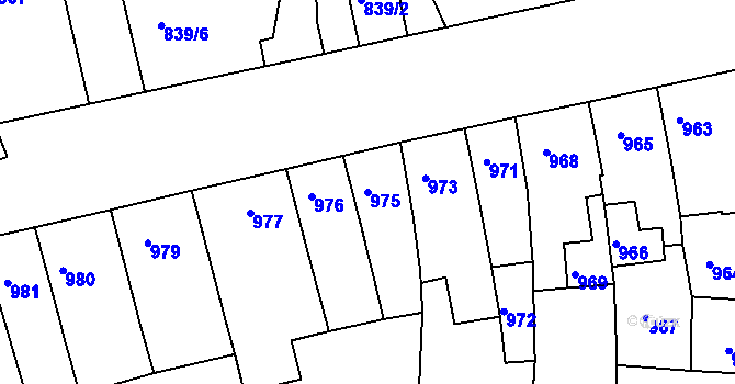 Parcela st. 975 v KÚ Roudnice nad Labem, Katastrální mapa