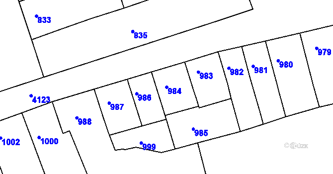 Parcela st. 984 v KÚ Roudnice nad Labem, Katastrální mapa