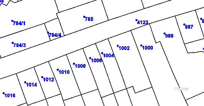 Parcela st. 1004 v KÚ Roudnice nad Labem, Katastrální mapa