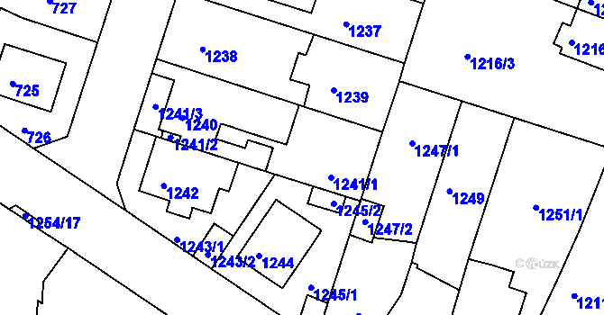 Parcela st. 1241 v KÚ Roudnice nad Labem, Katastrální mapa