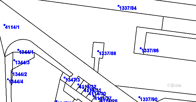 Parcela st. 1337/88 v KÚ Roudnice nad Labem, Katastrální mapa