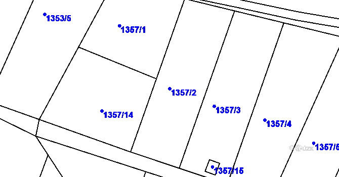 Parcela st. 1357/2 v KÚ Roudnice nad Labem, Katastrální mapa