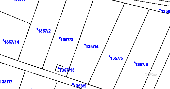 Parcela st. 1357/4 v KÚ Roudnice nad Labem, Katastrální mapa