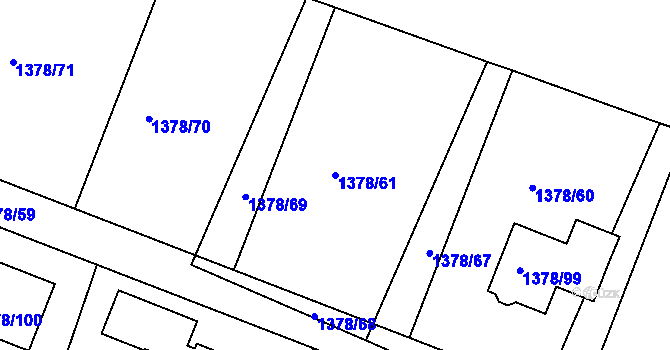 Parcela st. 1378/61 v KÚ Roudnice nad Labem, Katastrální mapa