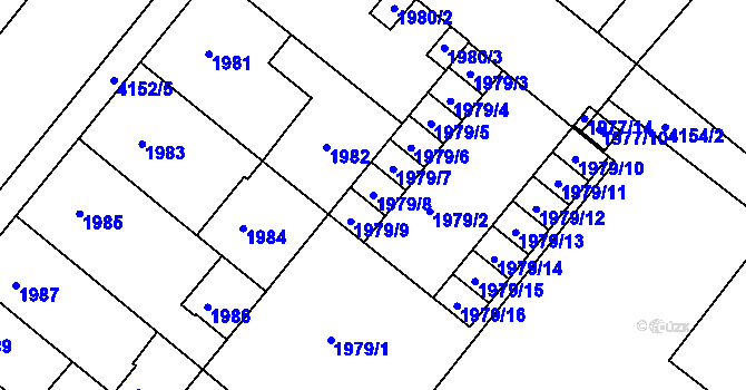 Parcela st. 1979/8 v KÚ Roudnice nad Labem, Katastrální mapa