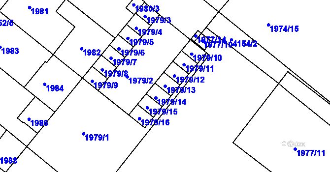 Parcela st. 1979/13 v KÚ Roudnice nad Labem, Katastrální mapa