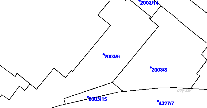 Parcela st. 2003/6 v KÚ Roudnice nad Labem, Katastrální mapa