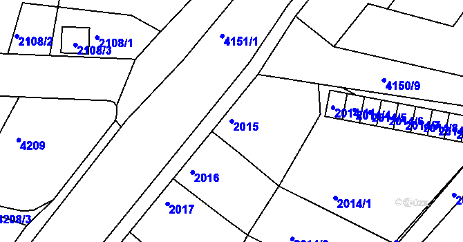 Parcela st. 2015 v KÚ Roudnice nad Labem, Katastrální mapa