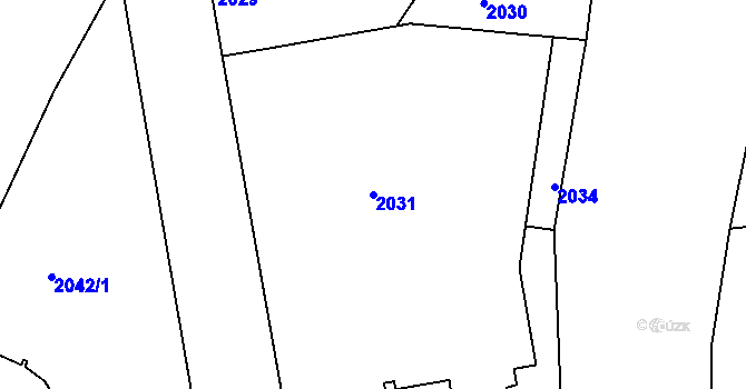 Parcela st. 2031 v KÚ Roudnice nad Labem, Katastrální mapa