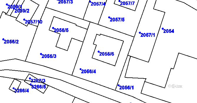 Parcela st. 2056/6 v KÚ Roudnice nad Labem, Katastrální mapa