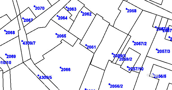 Parcela st. 2061 v KÚ Roudnice nad Labem, Katastrální mapa
