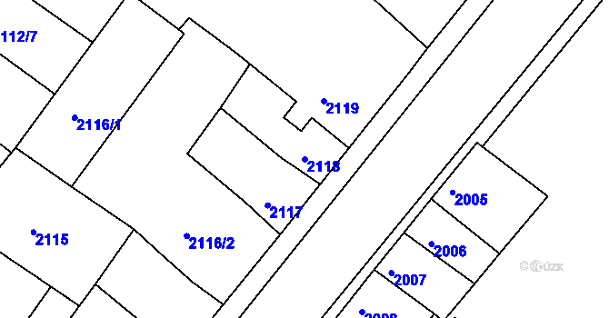 Parcela st. 2118 v KÚ Roudnice nad Labem, Katastrální mapa