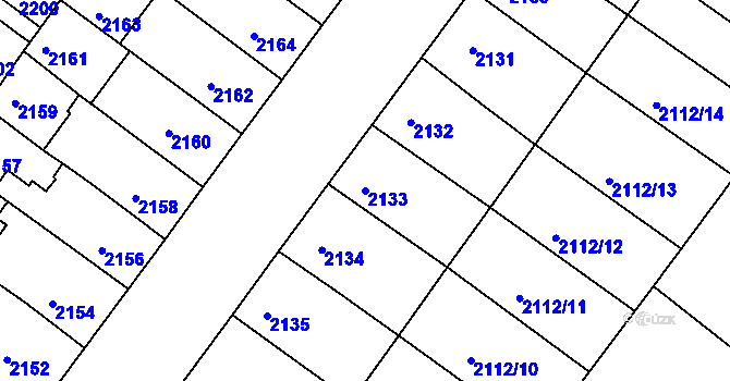 Parcela st. 2133 v KÚ Roudnice nad Labem, Katastrální mapa
