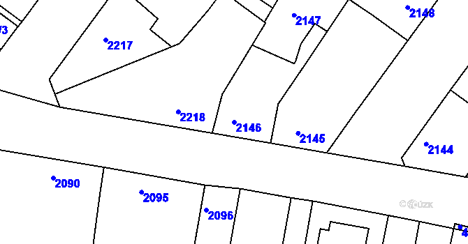 Parcela st. 2146 v KÚ Roudnice nad Labem, Katastrální mapa