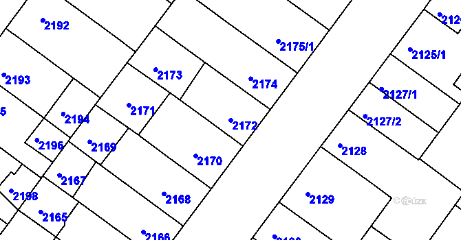Parcela st. 2172 v KÚ Roudnice nad Labem, Katastrální mapa