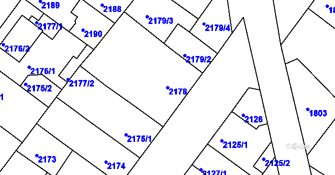 Parcela st. 2178 v KÚ Roudnice nad Labem, Katastrální mapa