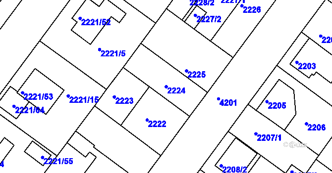 Parcela st. 2224 v KÚ Roudnice nad Labem, Katastrální mapa