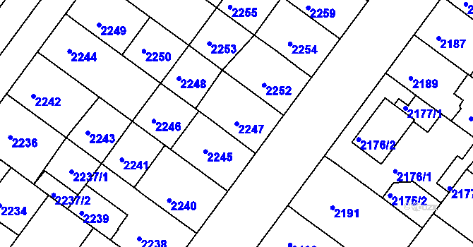 Parcela st. 2247 v KÚ Roudnice nad Labem, Katastrální mapa
