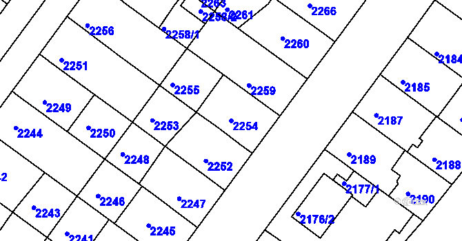 Parcela st. 2254 v KÚ Roudnice nad Labem, Katastrální mapa