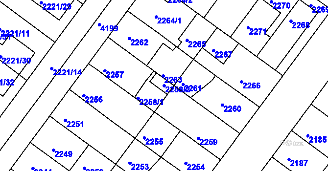 Parcela st. 2258/2 v KÚ Roudnice nad Labem, Katastrální mapa