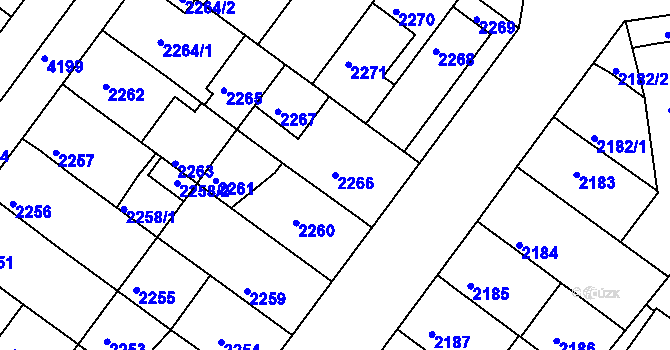 Parcela st. 2266 v KÚ Roudnice nad Labem, Katastrální mapa